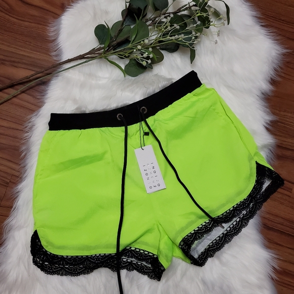 Forever 21 Pants - Neon Green Lace Trimmed Shorts